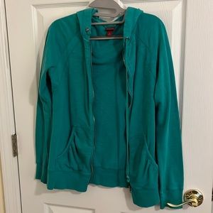 Merona Green Wash Long Sleeve Zip-Up Hoodie w/ pockets.  Size Small.